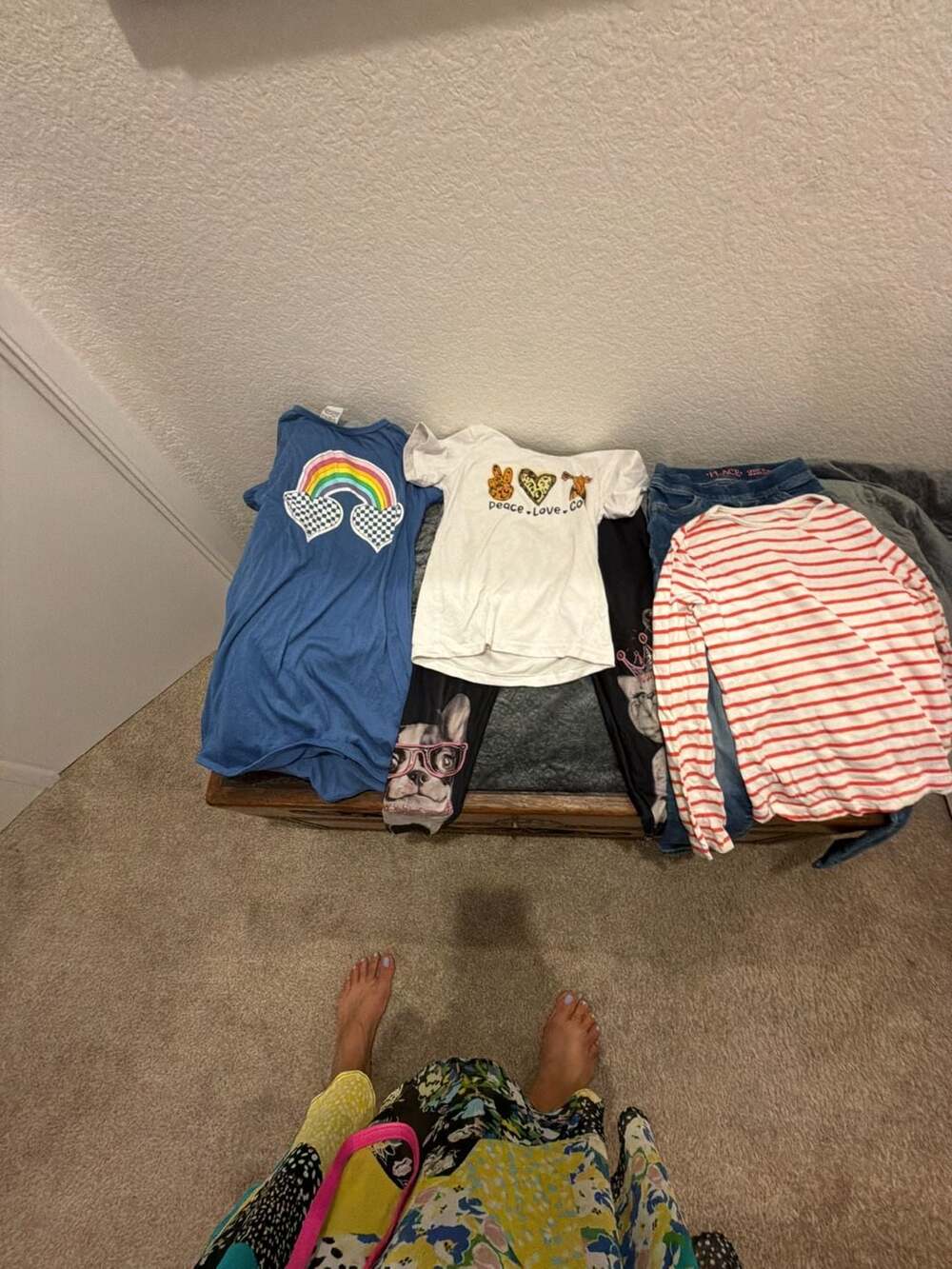Girls 4-Piece Clothing Bundle Assorted Shirts, Leggings, and Jeans